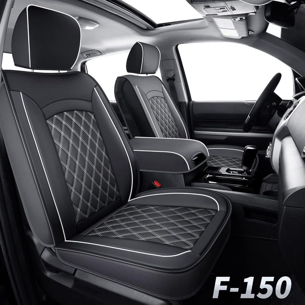 Black & Red Waterproof Faux Leather Seat Covers Full Set V31013