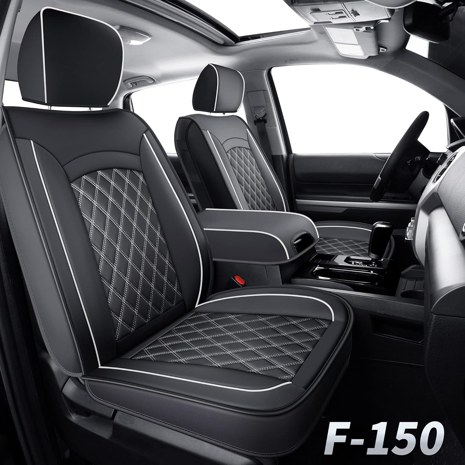 Black & Red Waterproof Faux Leather Seat Covers Full Set V31013