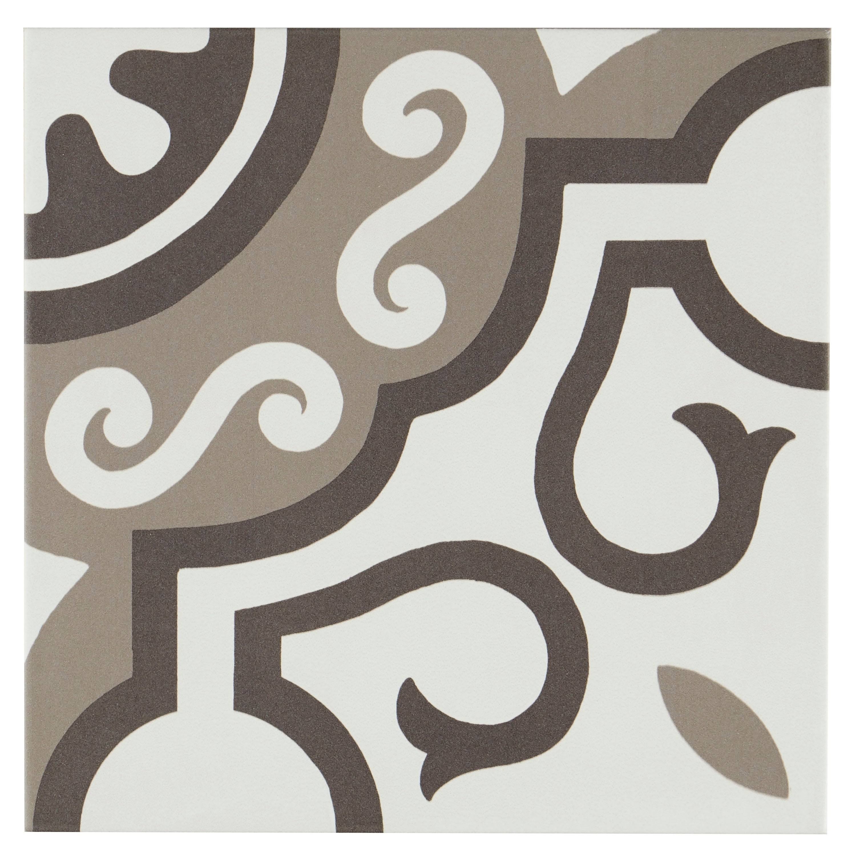White & Brown 8x8 Decorative Tile U3998
