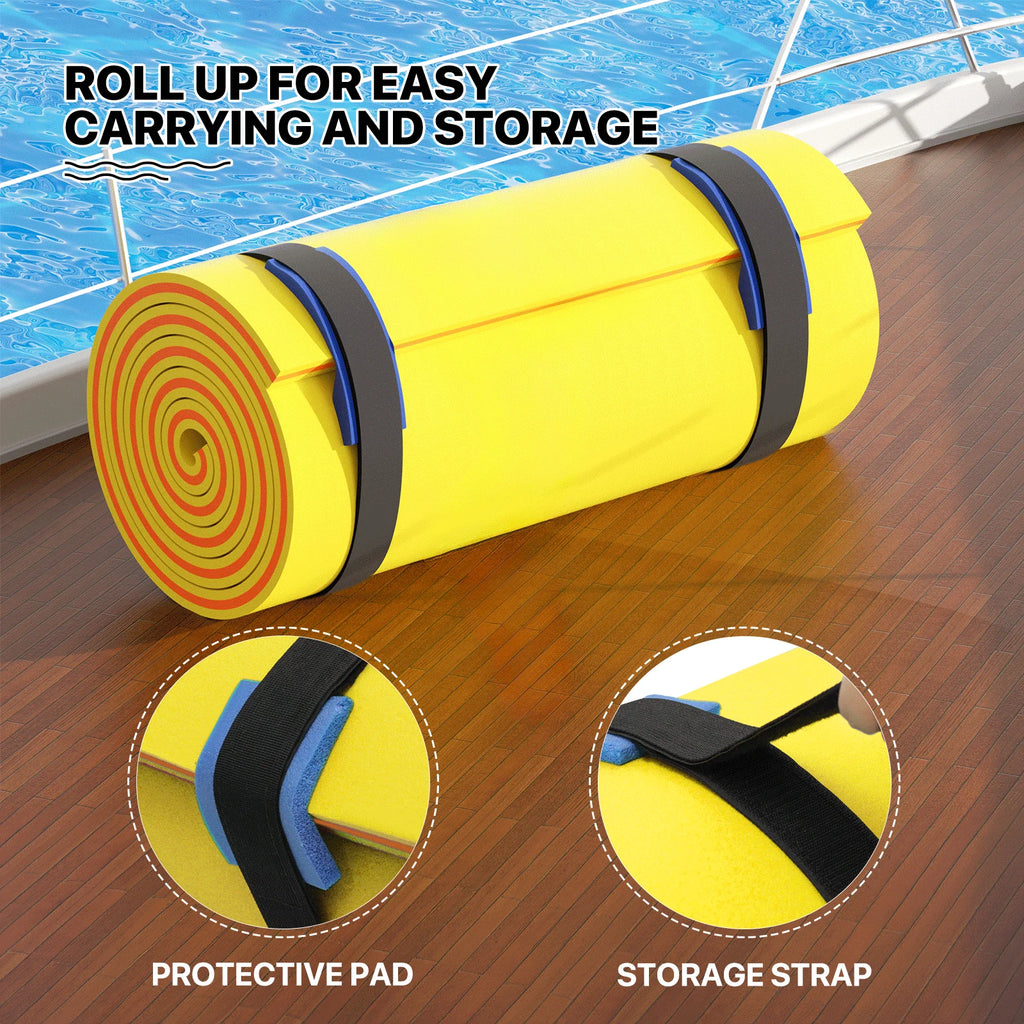 18x6FT 3-Layer Tear-Resistant XPE Foam Water Floating Pad, Yellow M225753