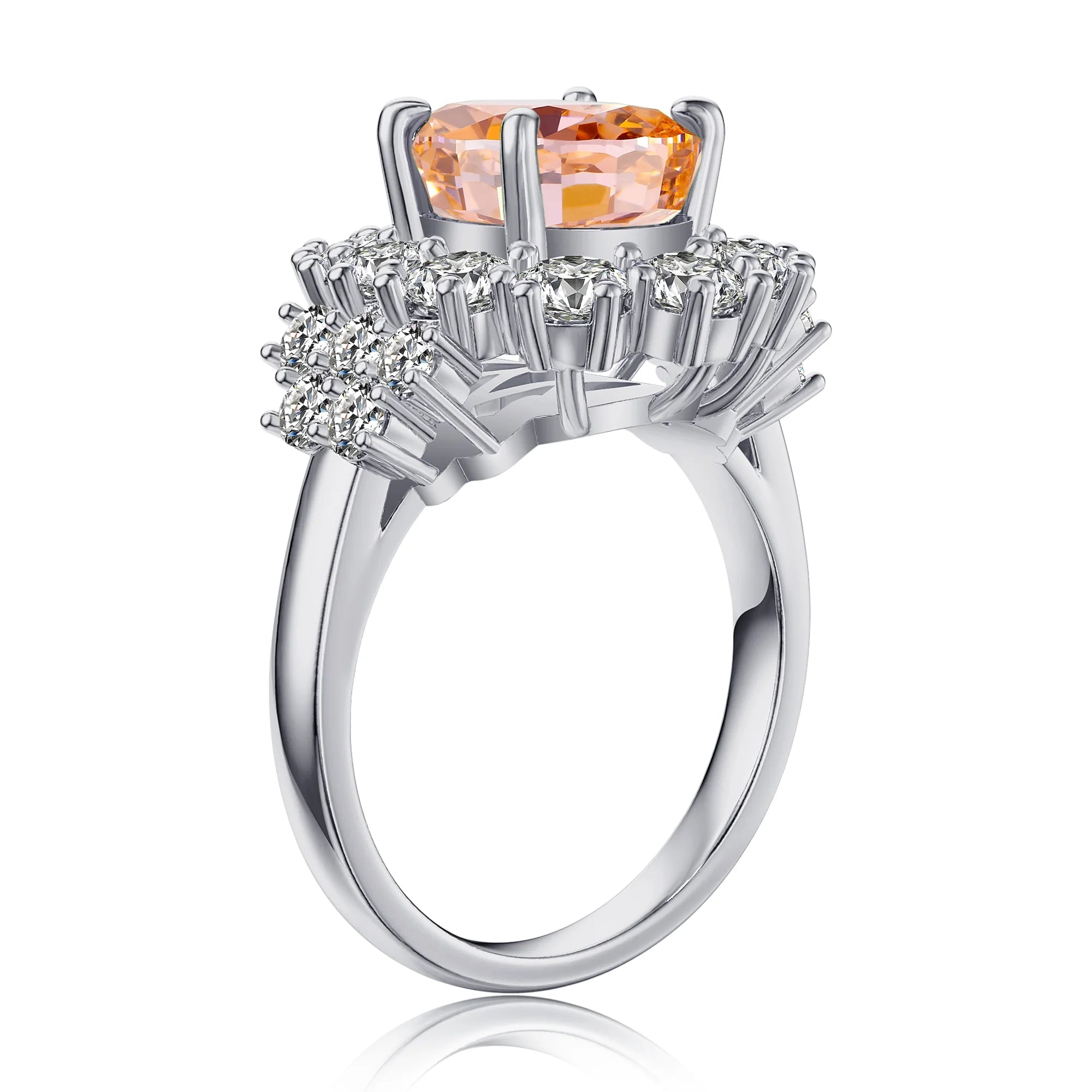 Oval Cut Morganite Engagement Ring 925 Sterling Silver V79970