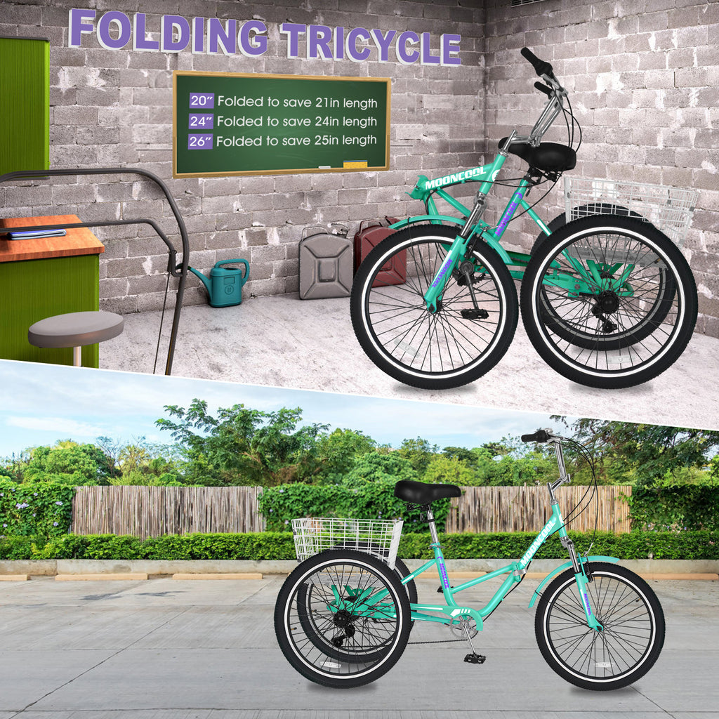 Cyan 7 Speed Adult Folding Tricycle J545291