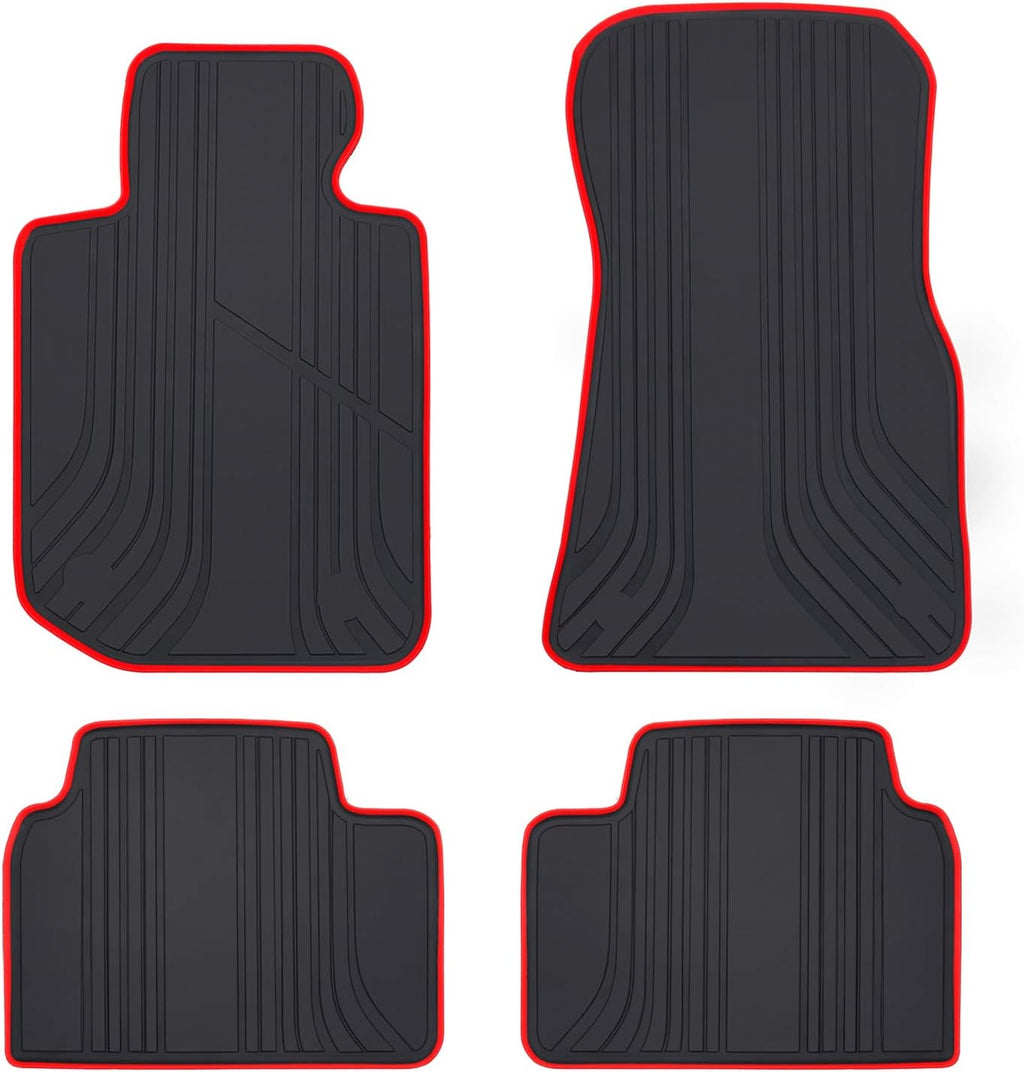 Black and Red Rubber Car Floor Mat Set of 2 E749742