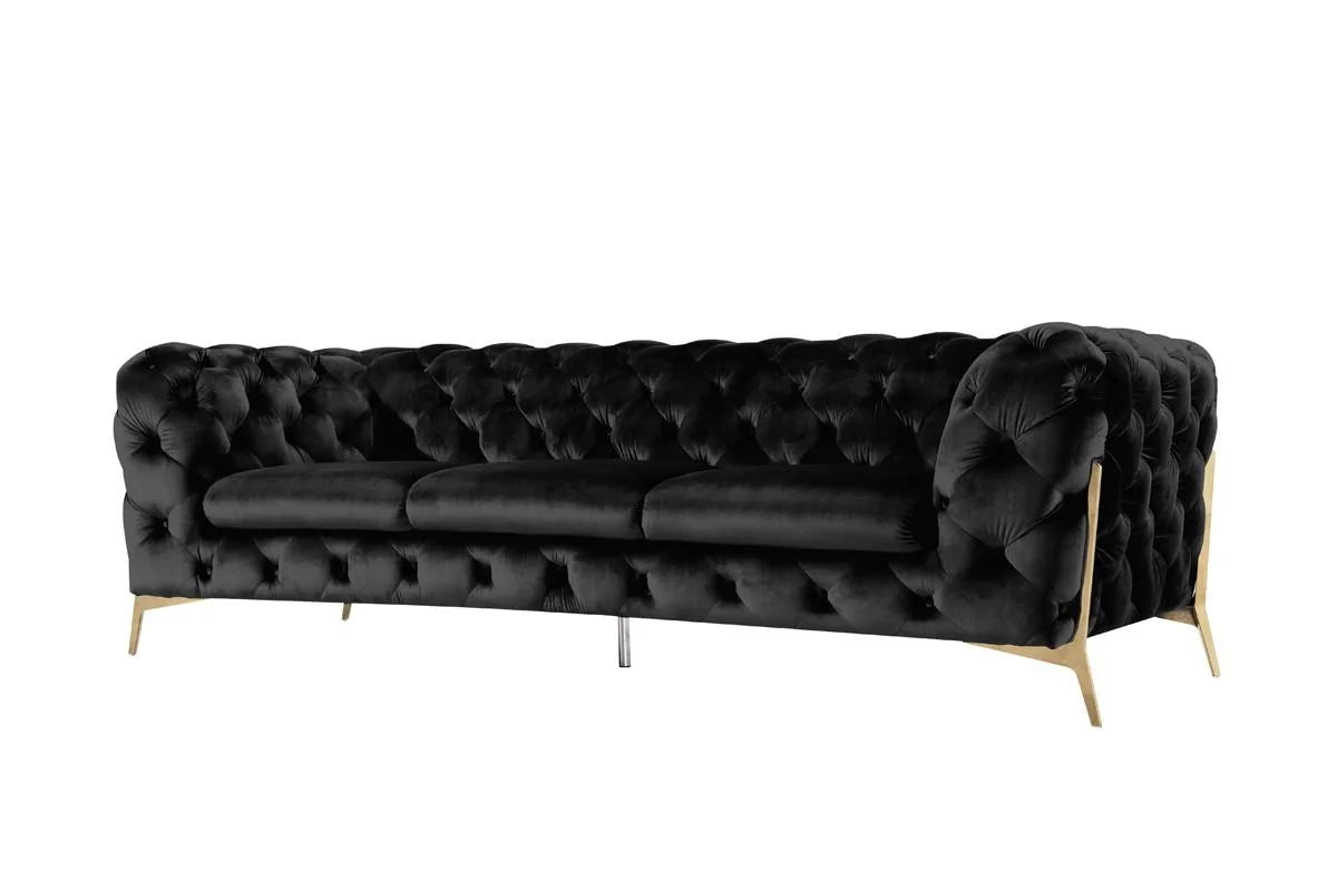 Black Velvet Tufted Sofa Y335584