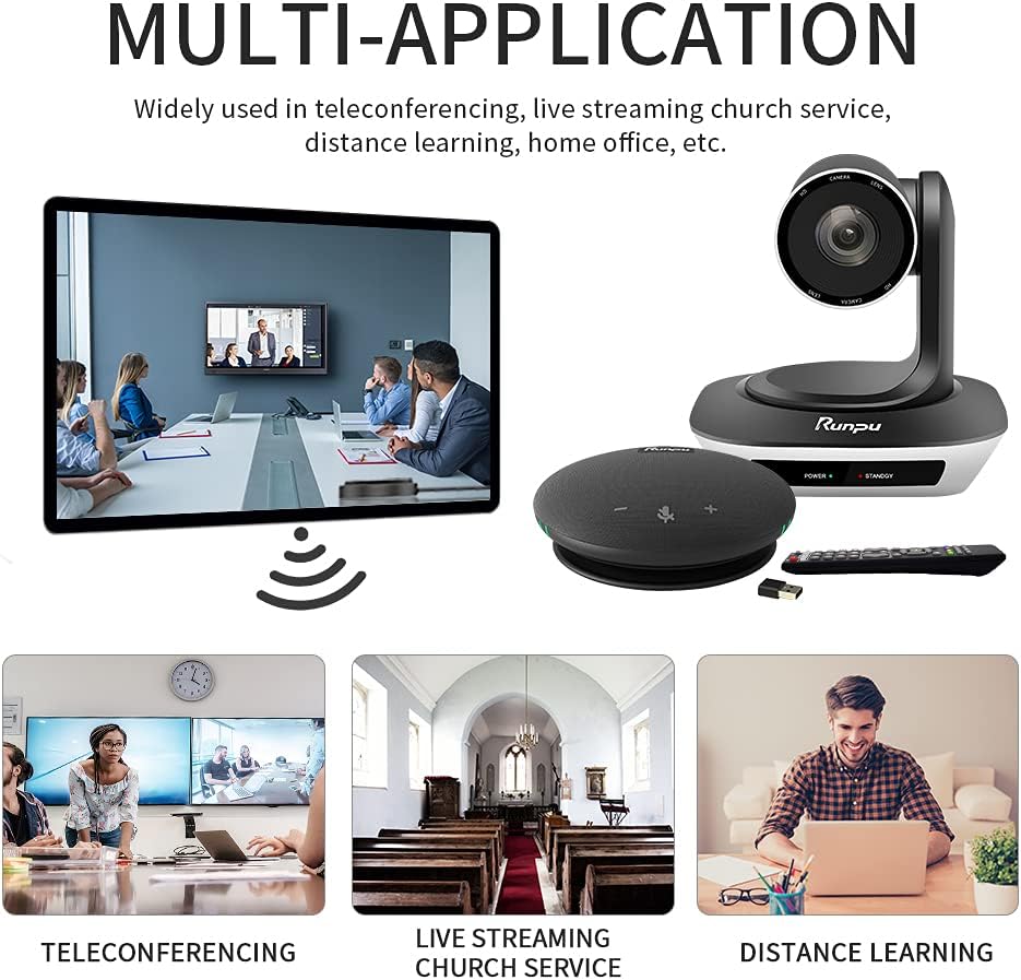 HD1080P PTZ Conference Room Camera and Wireless Bluetooth USB Conference Microphone and Speaker H541