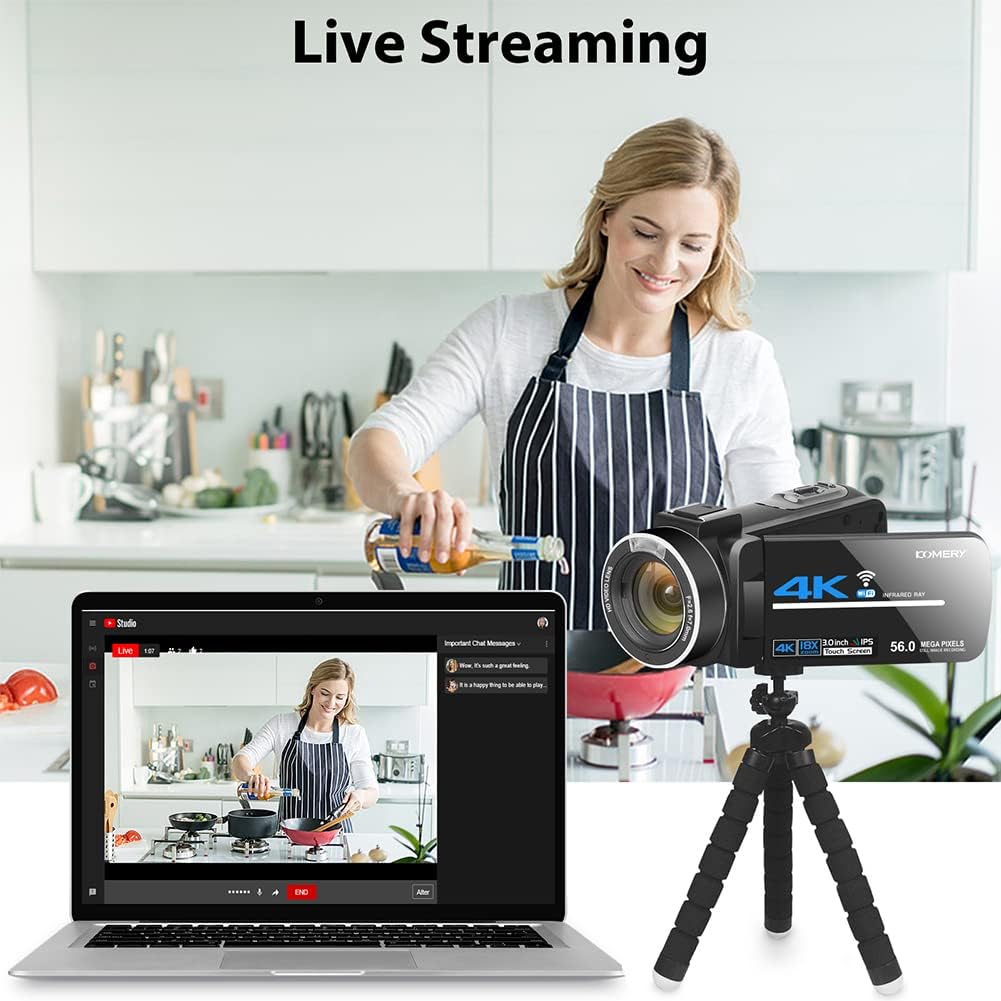 4K 56MP UHD Camcorder with IR Night Vision, 18X Digital Zoom L41858