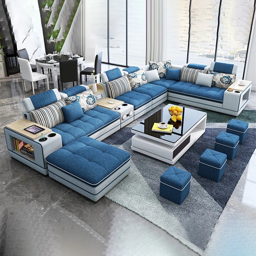 U Shape Corner Fabric Sofa with Bluetooth Speaker G88569