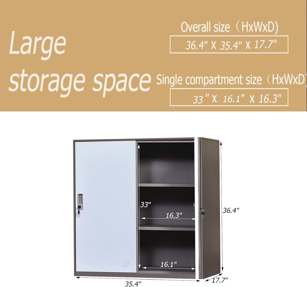 White Metal Storage Cabinet with Lock and Doors N2243