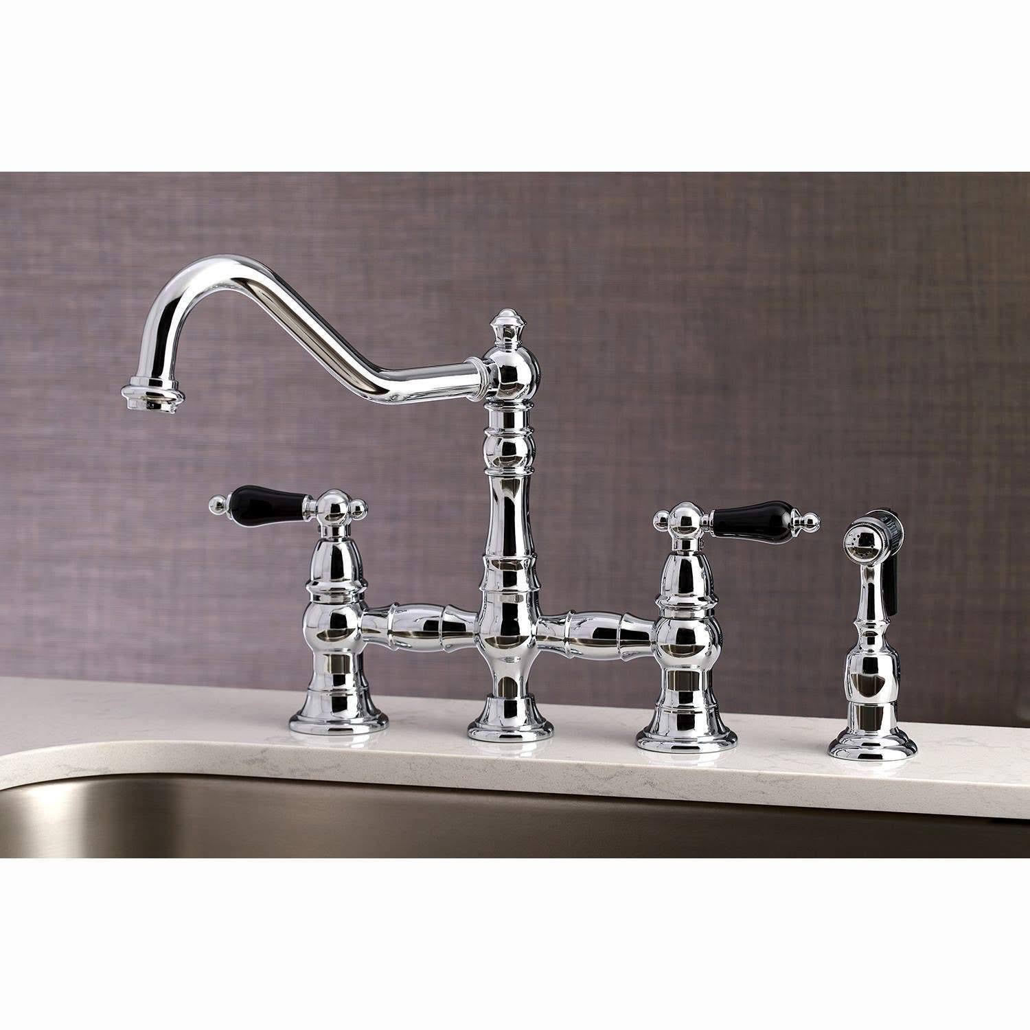 Polished Chrome Kitchen Faucet with Brass Sprayer M4402
