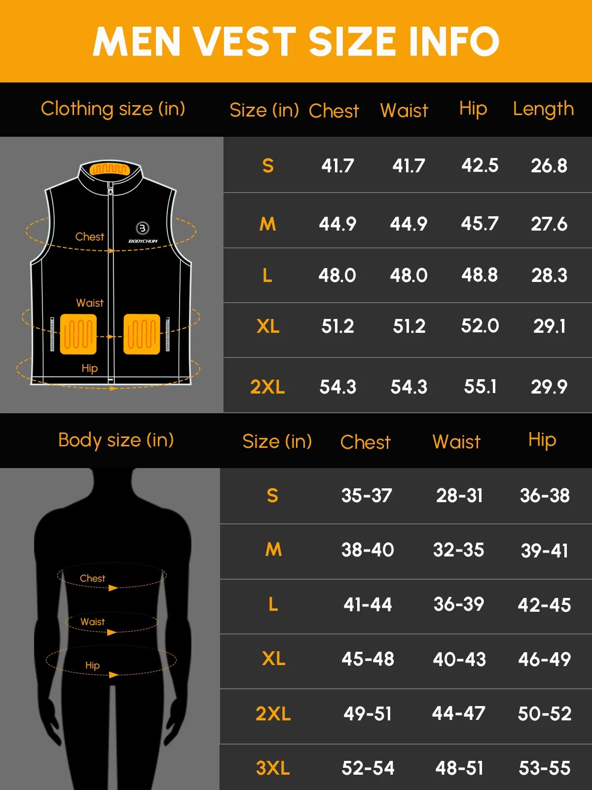 Black XL Electric Heated Vest K97357