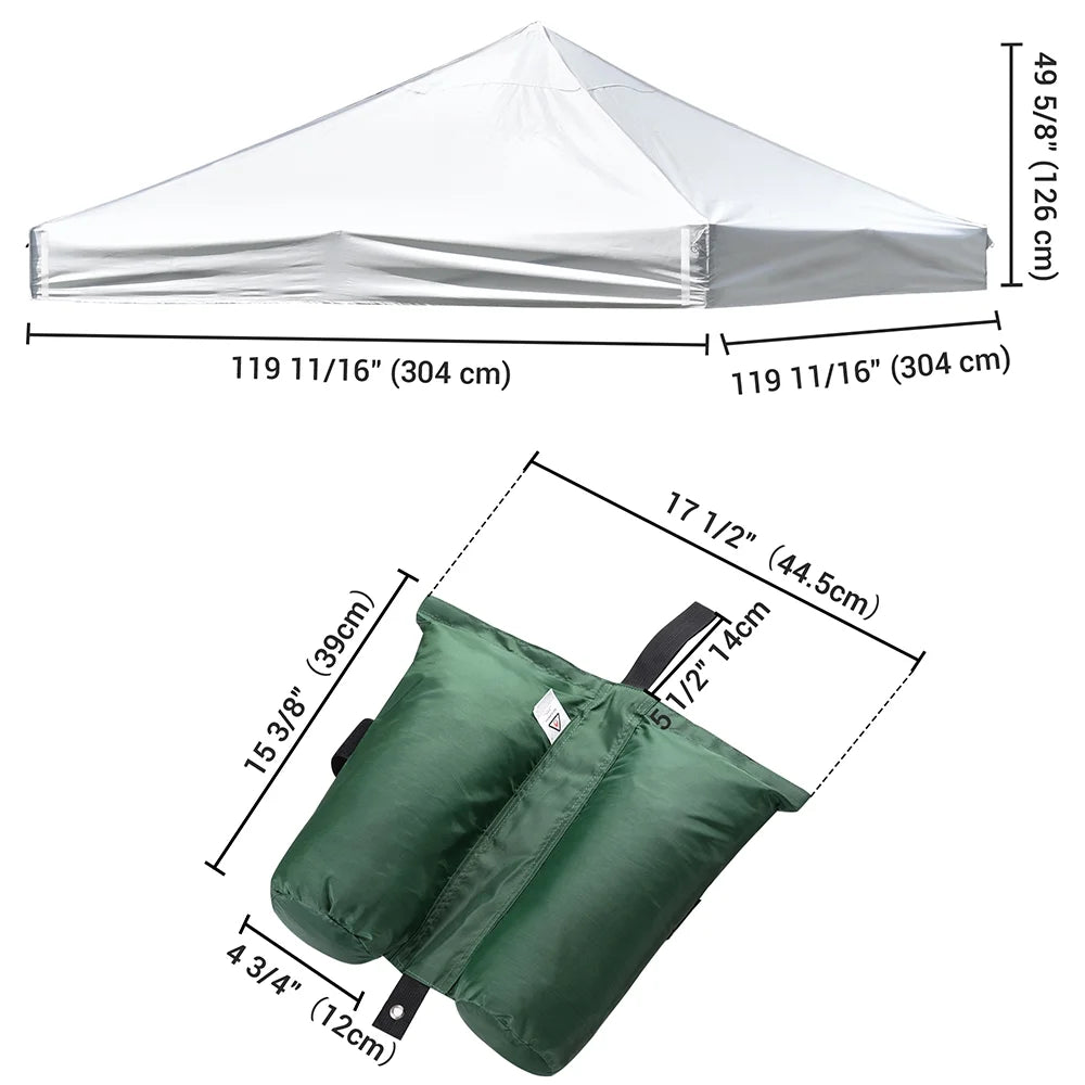 10 x 10 Ft Pop Up Canopy Top Replacement with 4 Set Sand Bags S6586