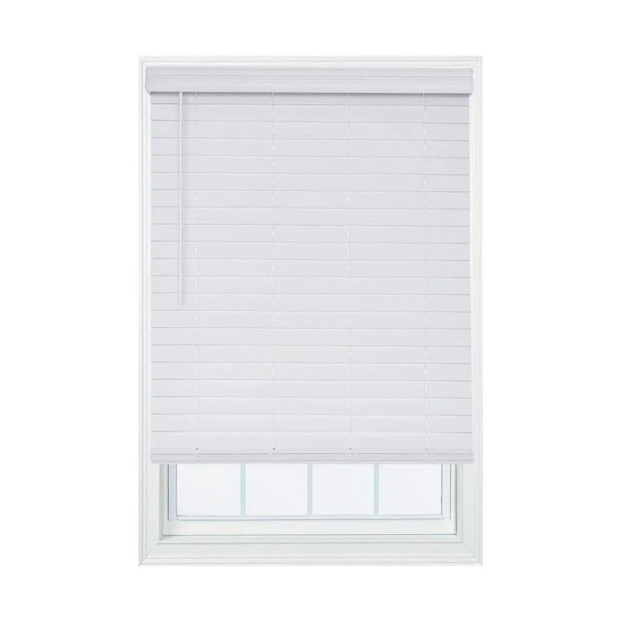 Cordless White Faux Wood Room Darkening Horizontal Blinds L17646