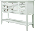 Navy Blue Console Table with 7 Drawers and Cabinet J278025