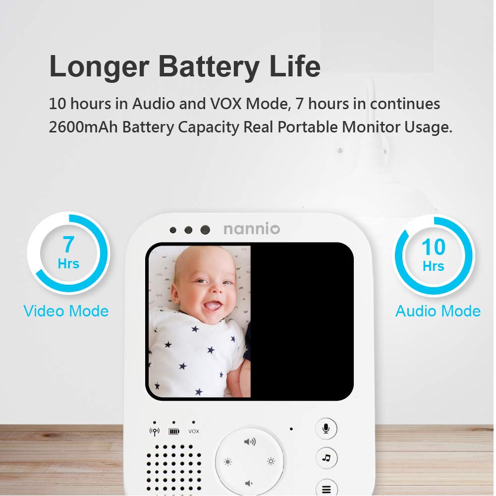 Video Baby Monitor with Night Light & Vibration, 3.5 Camera Monitor, Two-Way Audio B24615