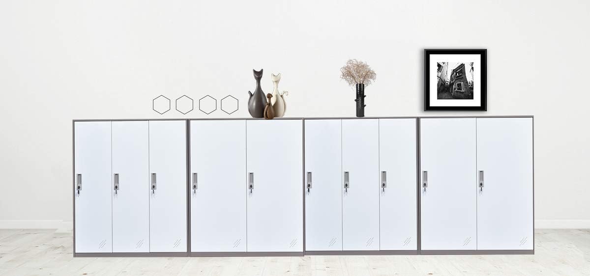 White Metal Storage Cabinet with Lock and Doors N2243