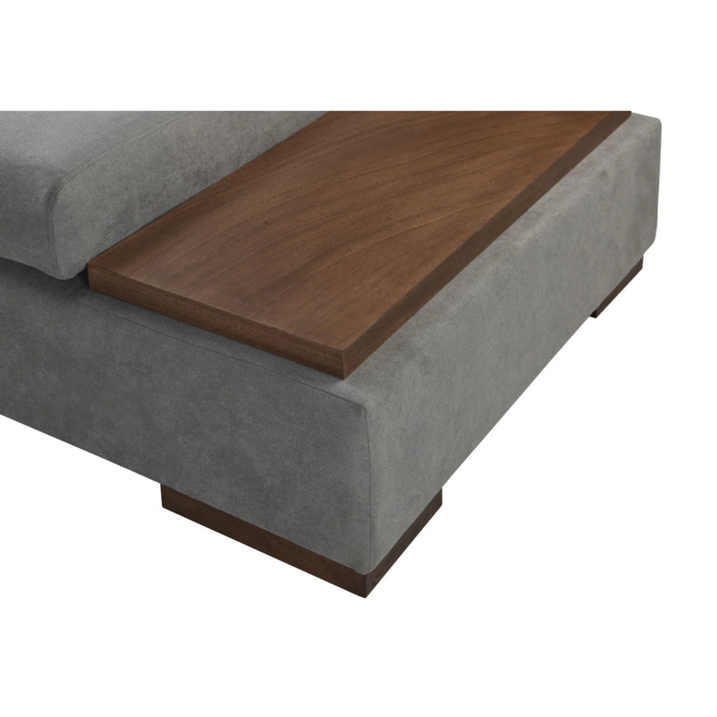Bianca Gray Fabric Sectional Sofa with Console Table and Right Hand Facing Chaise B47448