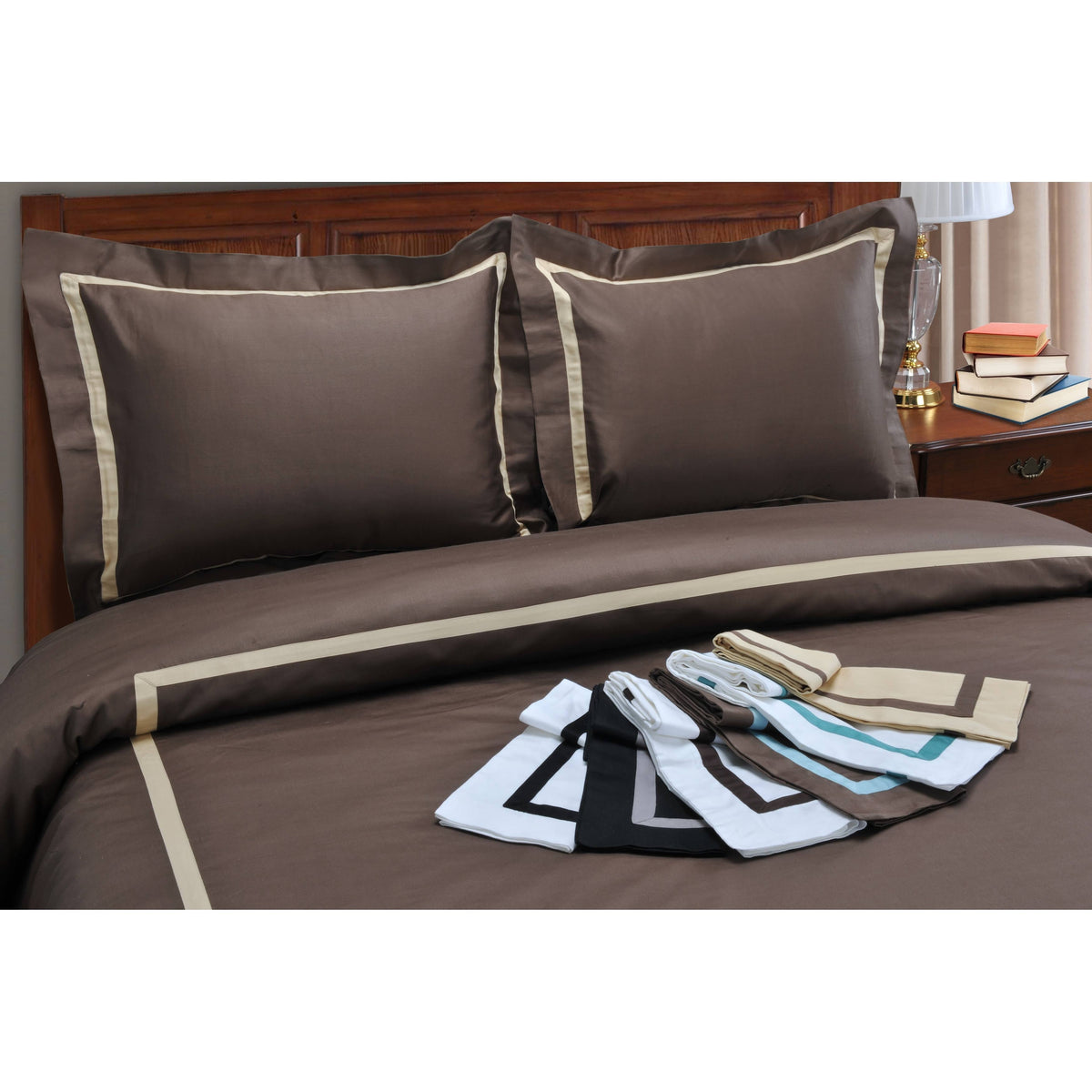 300 Thread Count Cotton Sateen Duvet Cover Set, Twin-XL, Blue E9985
