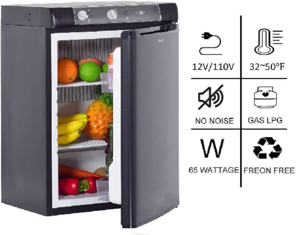 Black 2.1 Cu.ft. Propane Fridge for RV Campervan I16573