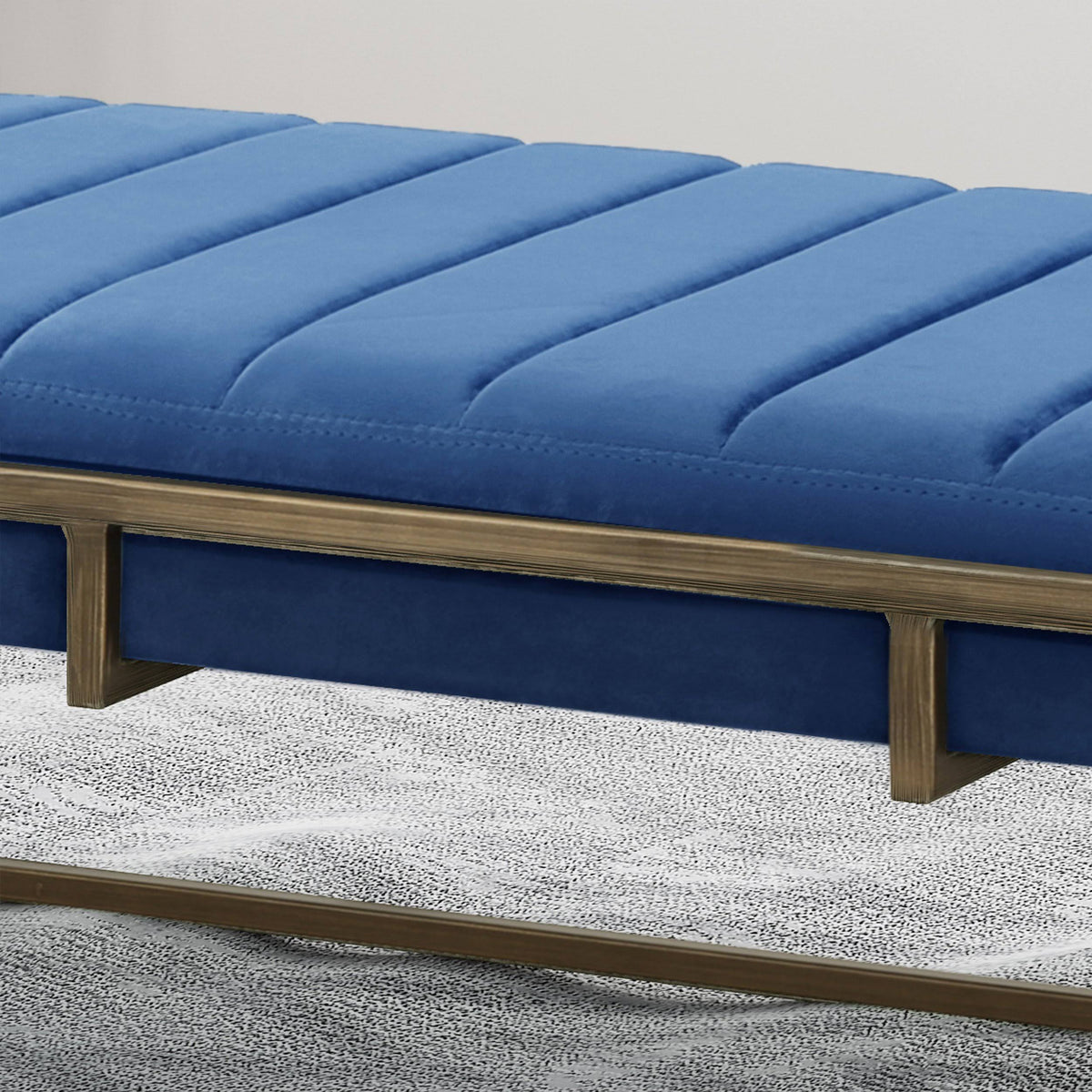 Navy Blue Velvet Ottoman Bench Q2087