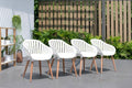 Set of 4 White Wood Frame Dining Chair G38712