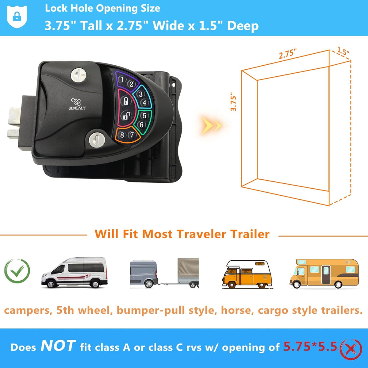 RV Keyless Entry Door Lock with Backlit Keypad T824