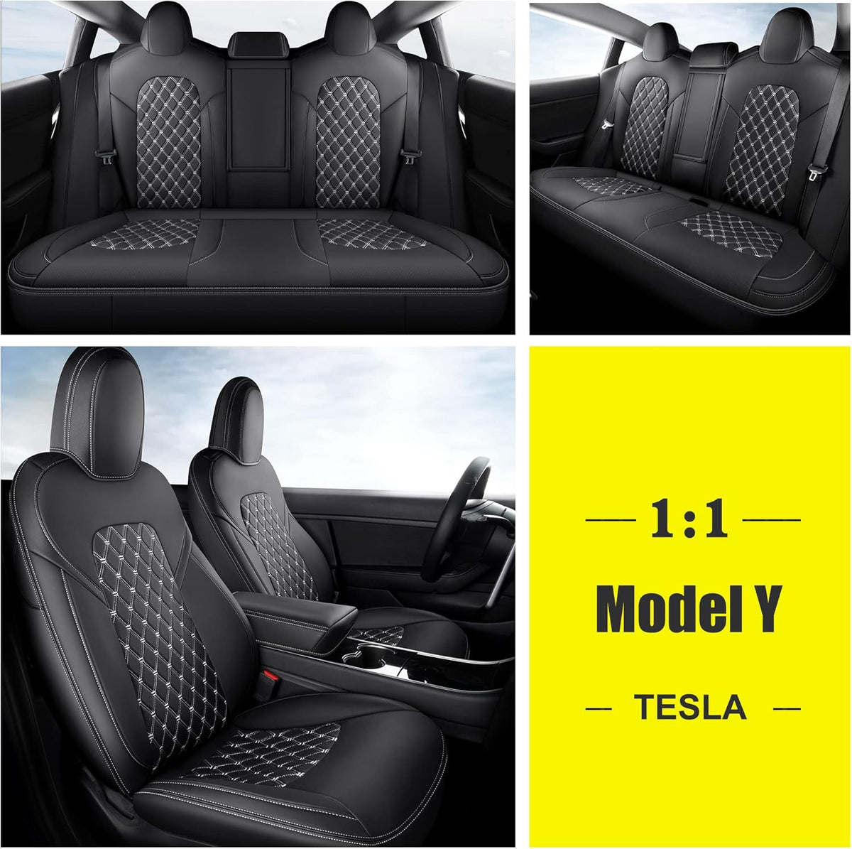 Pu Leather Car Seat Covers Full Set 5 Seatings Black C331959