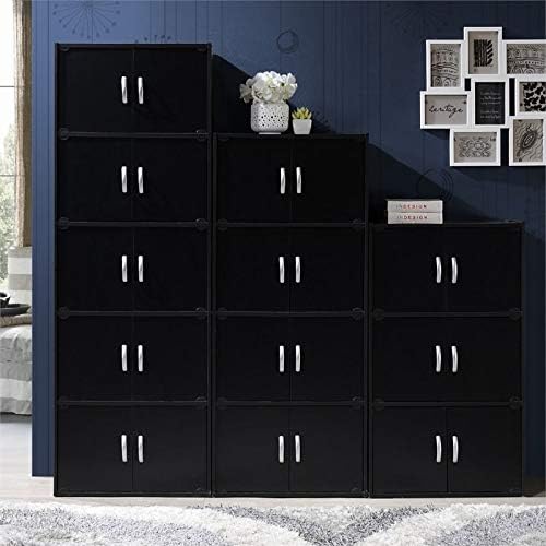 4 Shelf 8 Door Bookcase in Black B7212