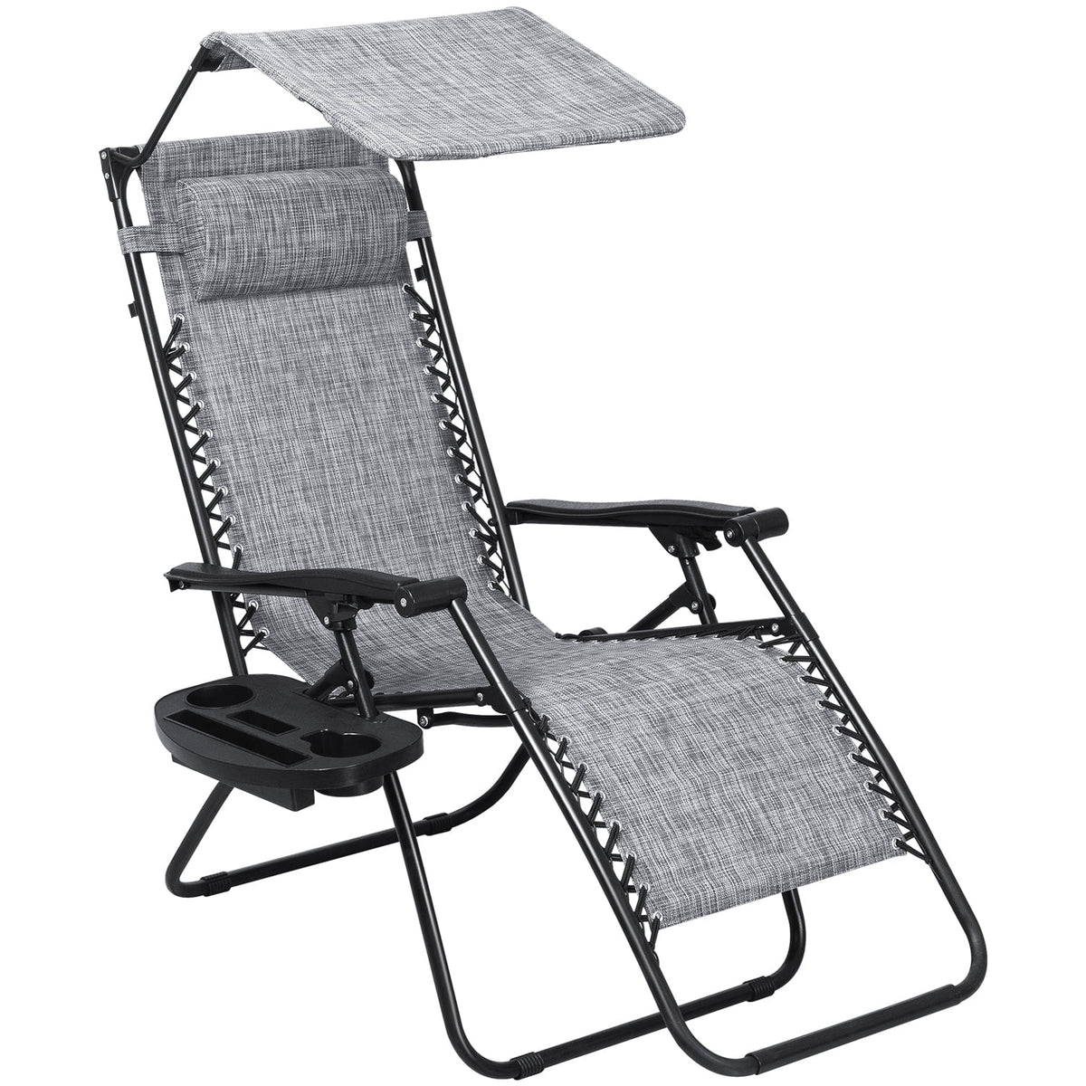 Gray Zero Gravity Folding Recliner Chair with Sunshade Canopy L26266