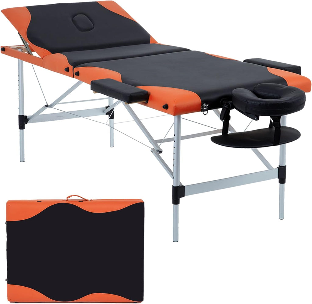 84 Inch Height Adjustable 3 Fold Aluminium Massage Table with Carry Case U340