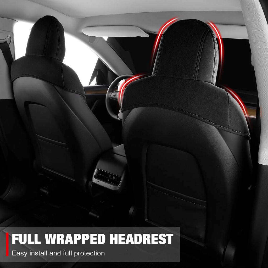 Black Suede Leather Seat Cover Cushion Protectors W322385