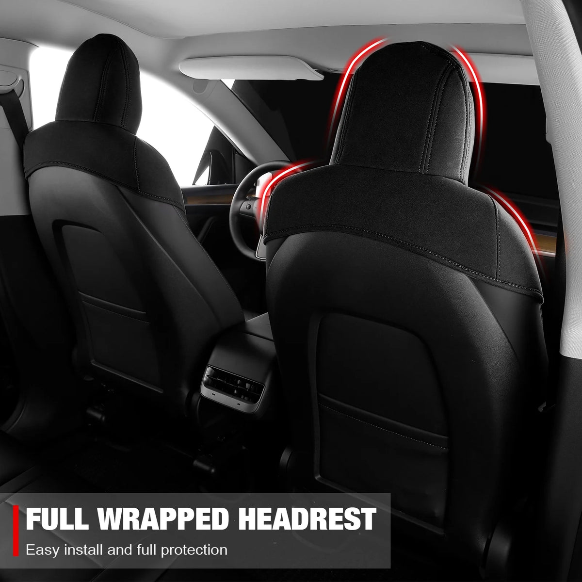 Black Suede Leather Seat Cover Cushion Protectors W322385