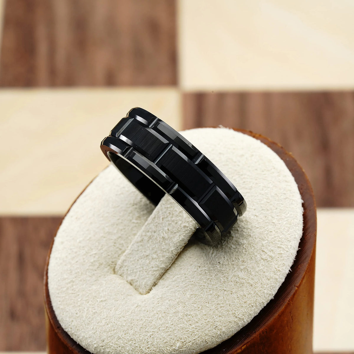 Black Tungsten Rings Wedding Band Brick Pattern Brushed Size 6-16 S857
