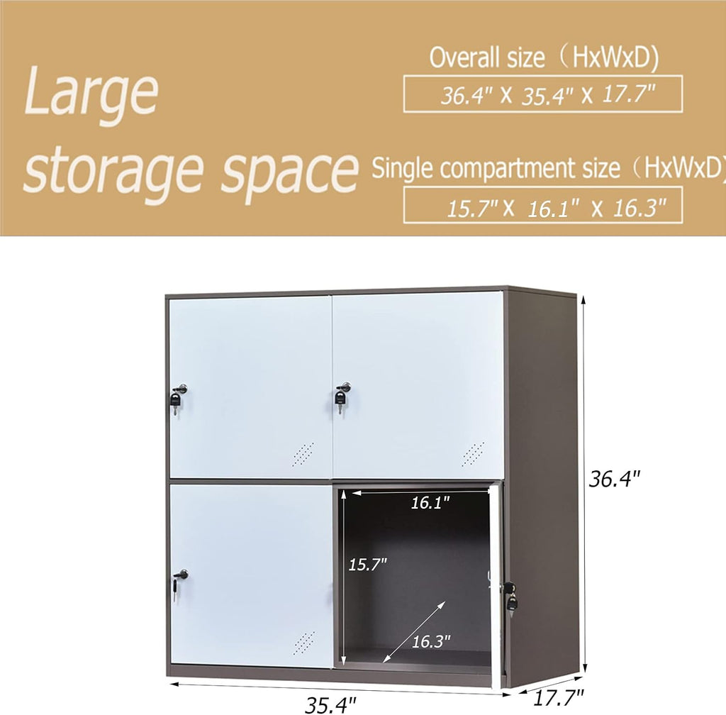 White Metal Storage Cabinet with Lock and Doors N2243