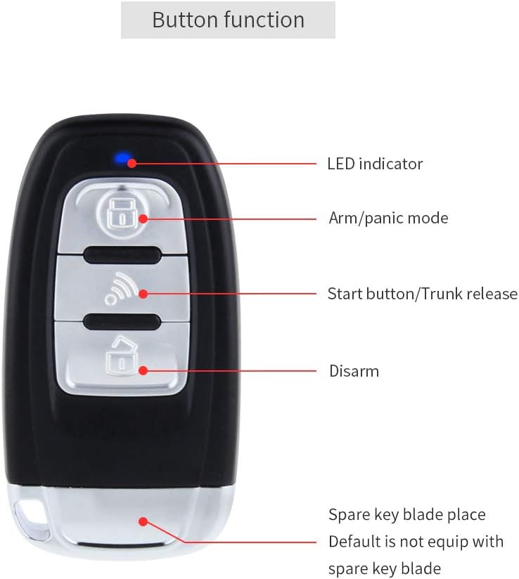 Rolling Code Car Alarm System with Passive Keyless Entry Push Start Stop Button O325556