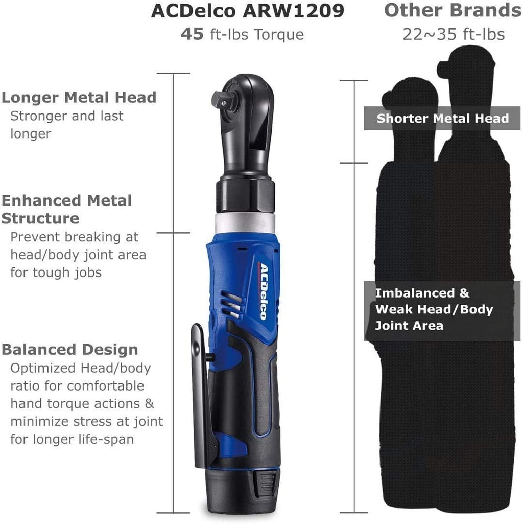 12V Li-ion Cordless 3/8” Ratchet Wrench & Impact Wrench Combo Tool Kit O6078