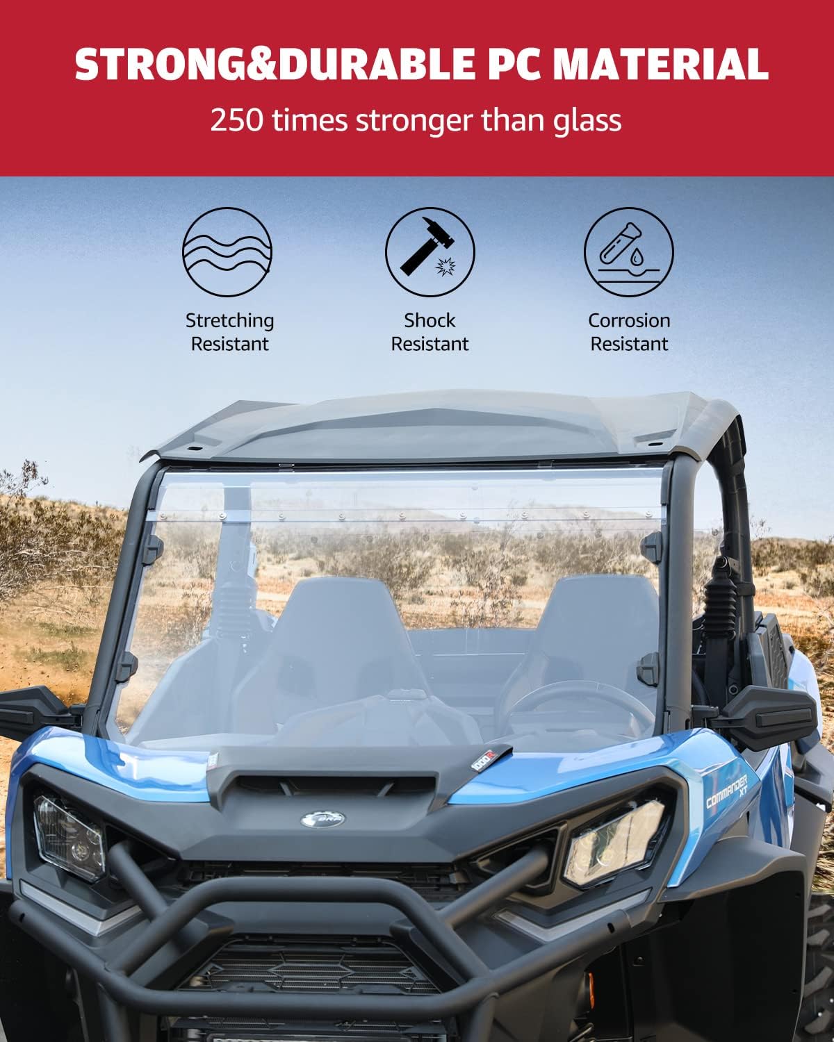 Clear Tough Polycarbonate Front Windshield for Can Am Commander 1000 A500