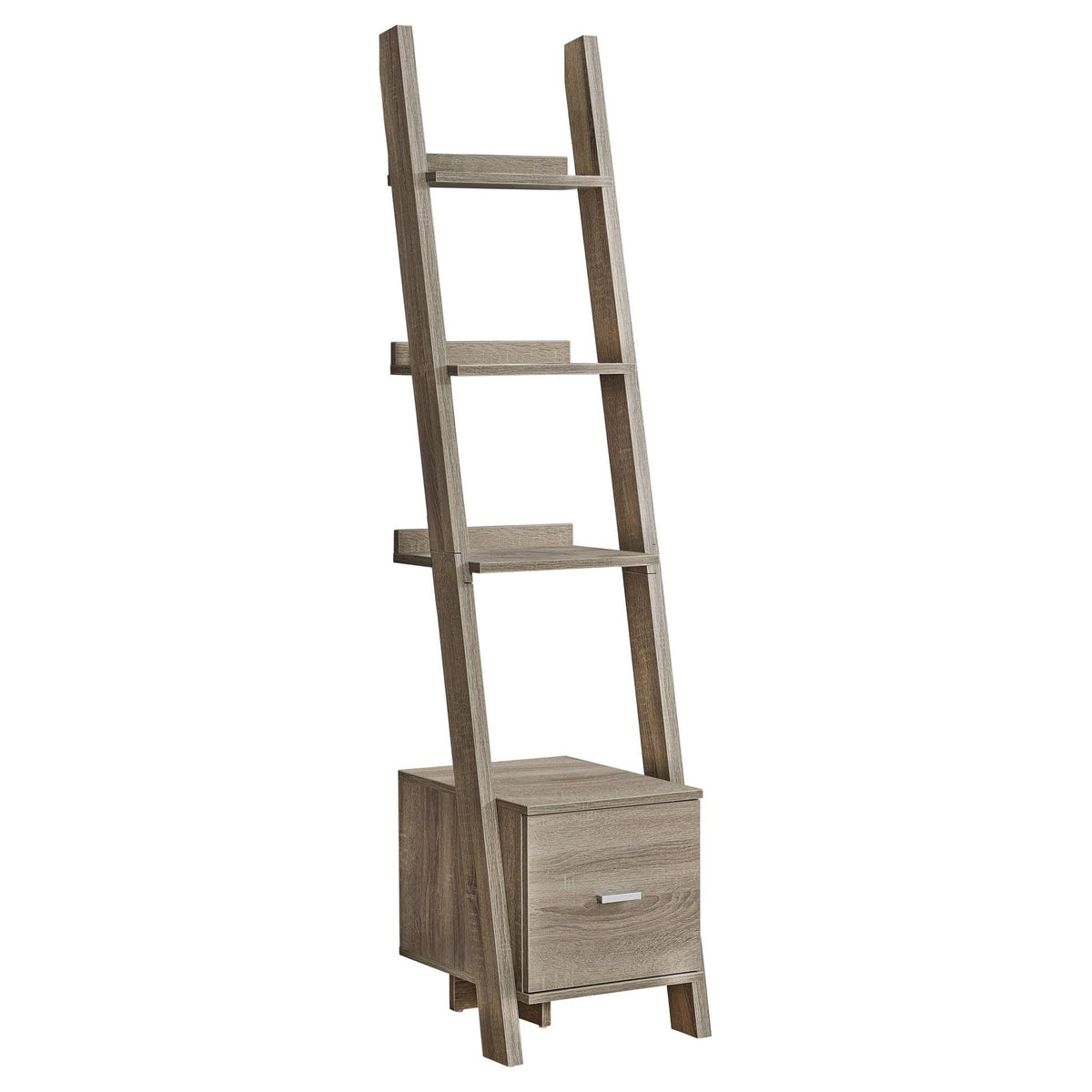 Dark Taupe Ladder Bookcase with Storage Drawer A97142
