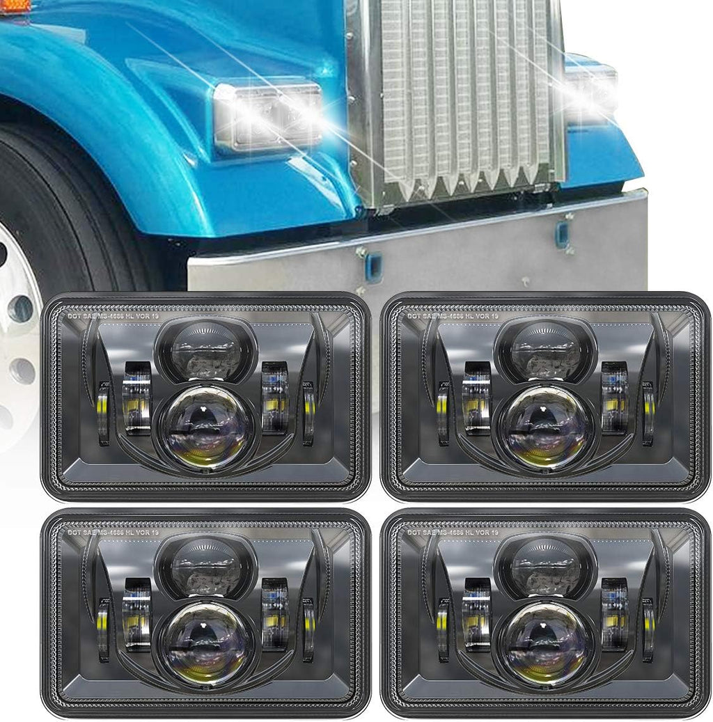 4x6 Inch LED Headlights 4 PCS 60W 14400LM Rectangular T61675