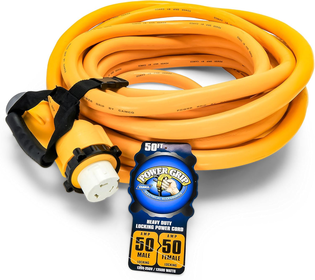 Yellow 25' Marine Extension Cord with Locking Adapters J8014