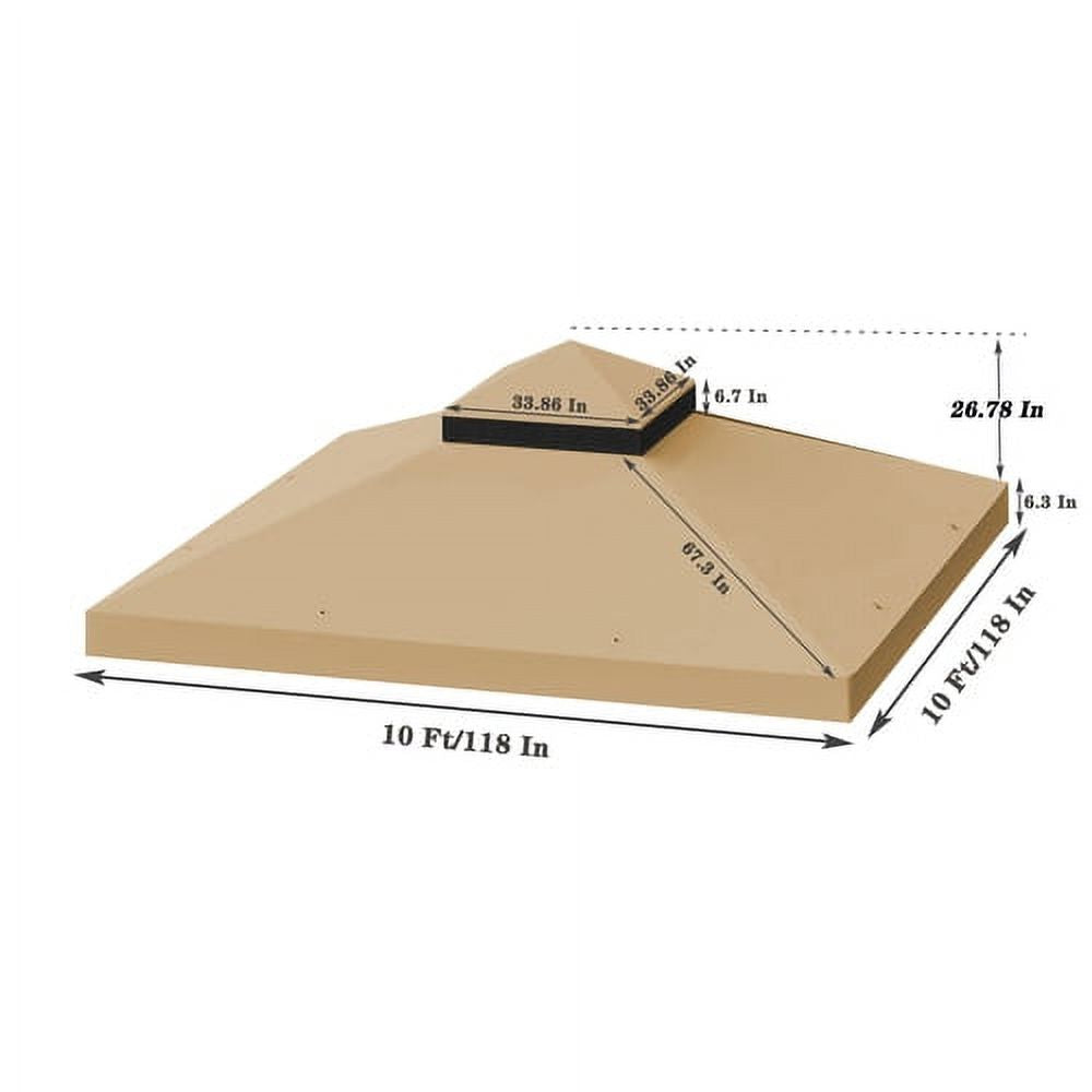 10x10 Ft Double Tiered Gazebo Replacement Canopy O828