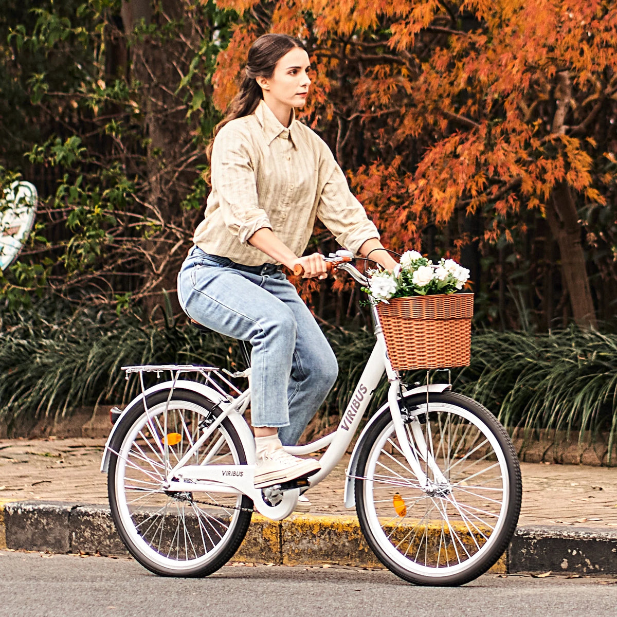 24 Inch Women's Comfort Bike with Basket Step Through Bike M8816