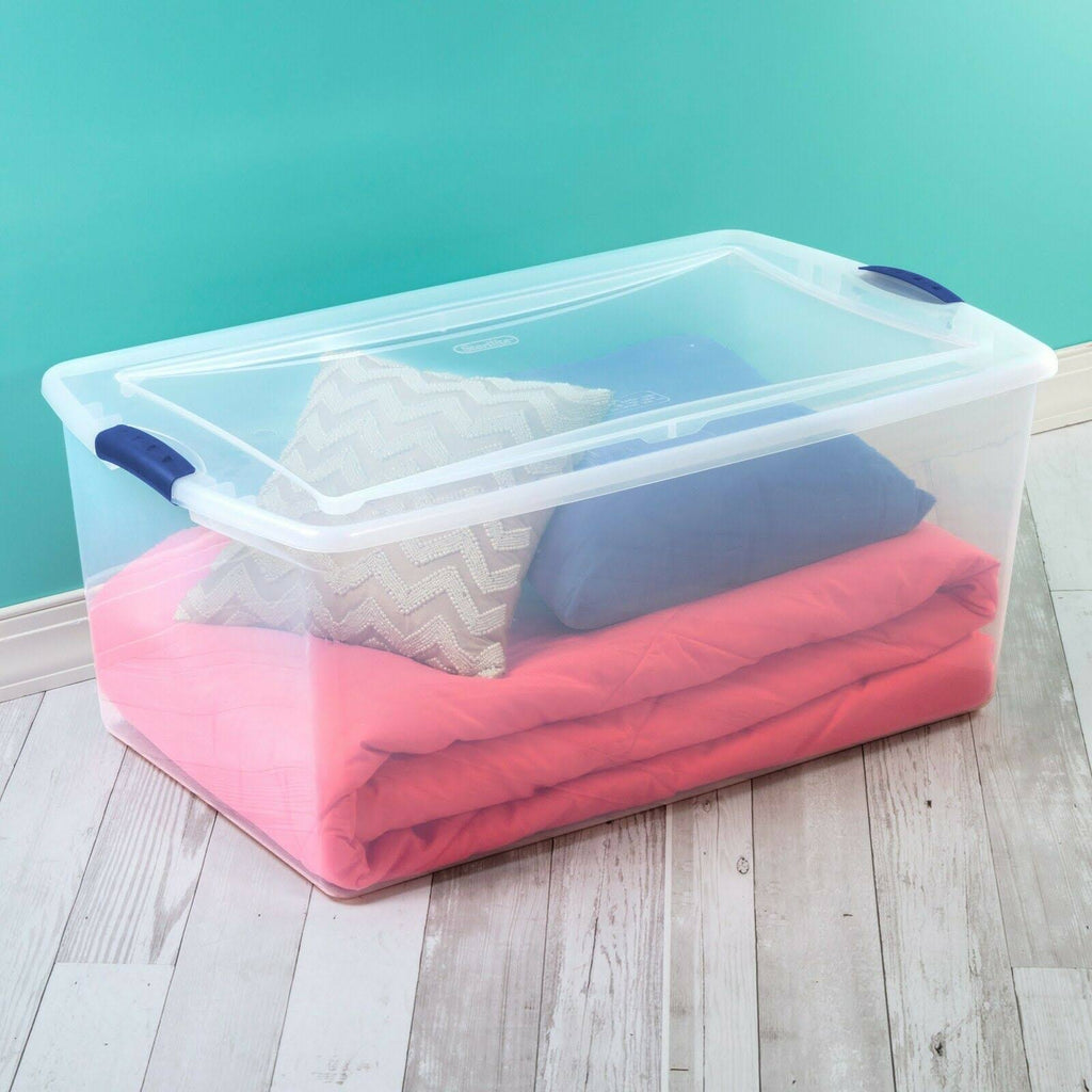 Set of 4 Large Clear Plastic Storage Containers 105 Quart X17233