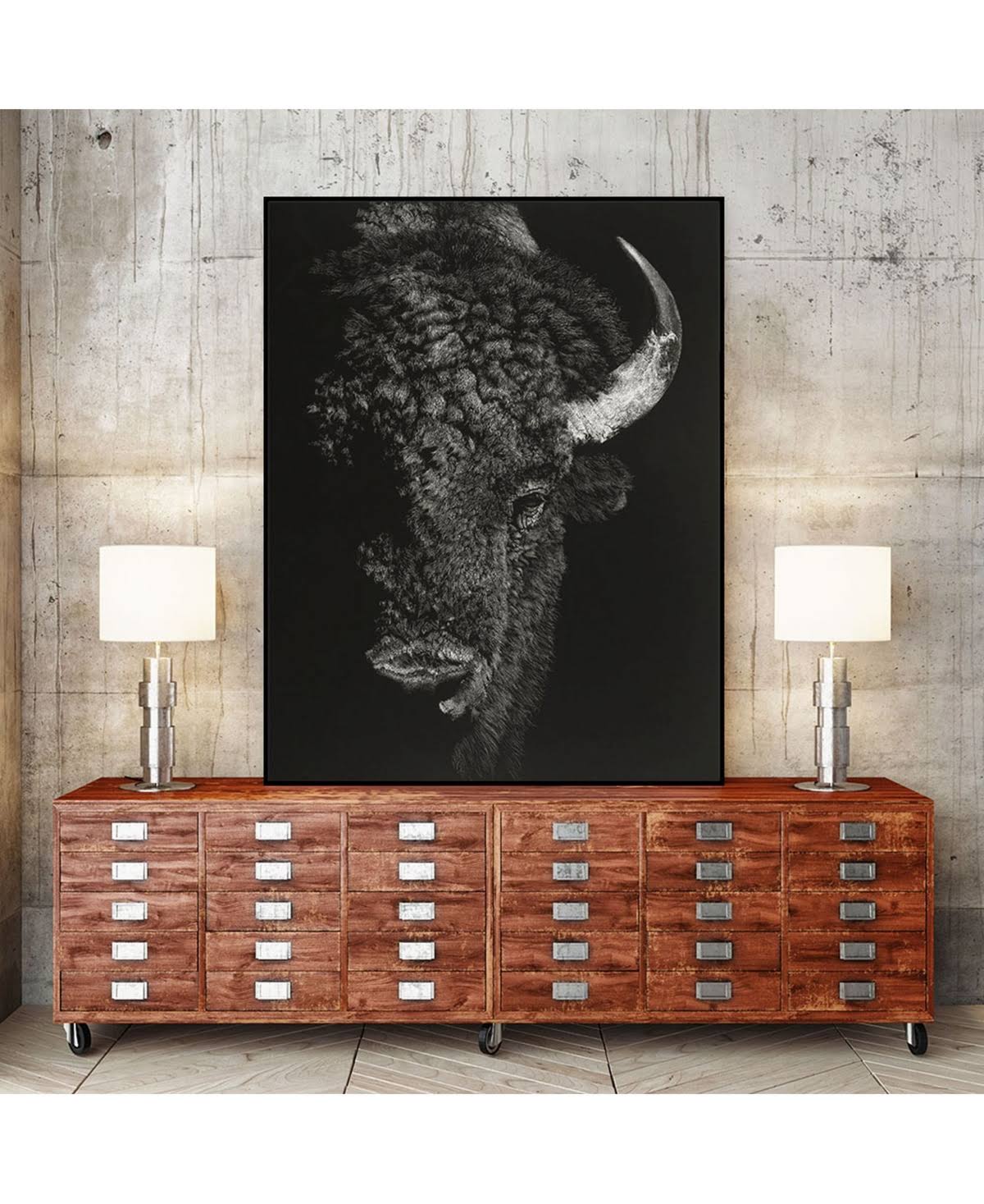 Tan Framed Canvas Art Block P600