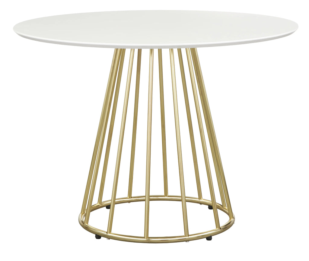 White/Gold Round Metal Dining Table I87849