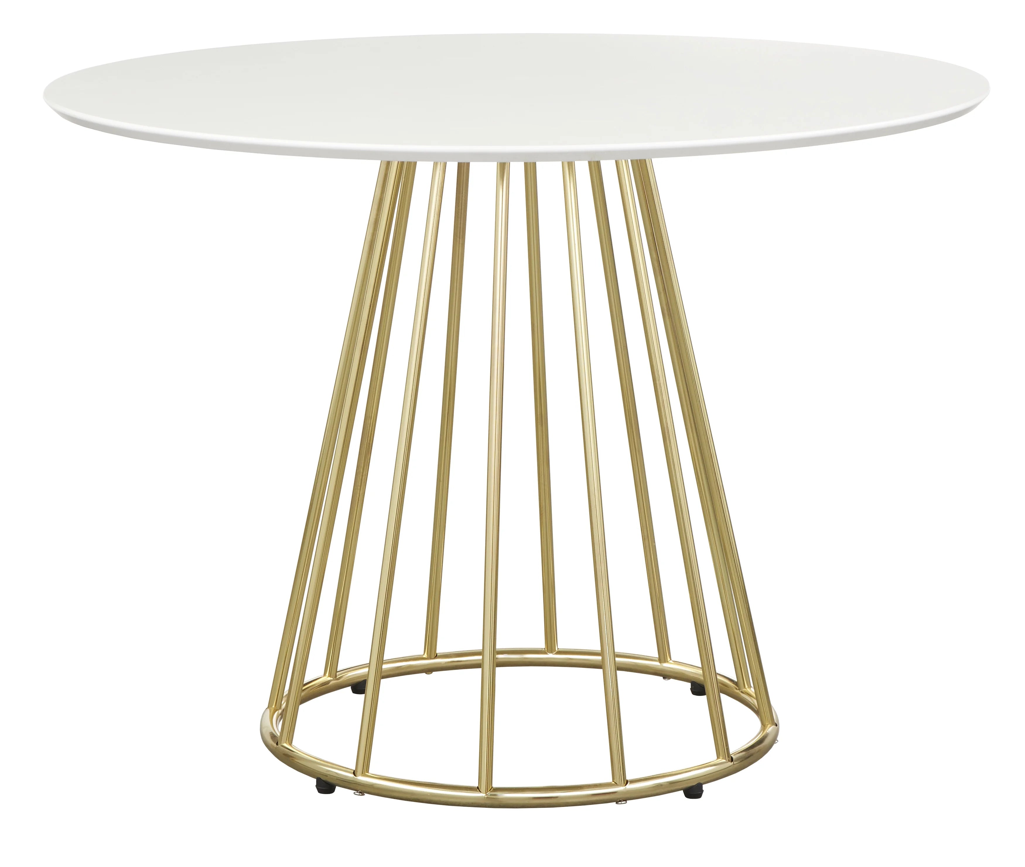 White/Gold Round Metal Dining Table I87849