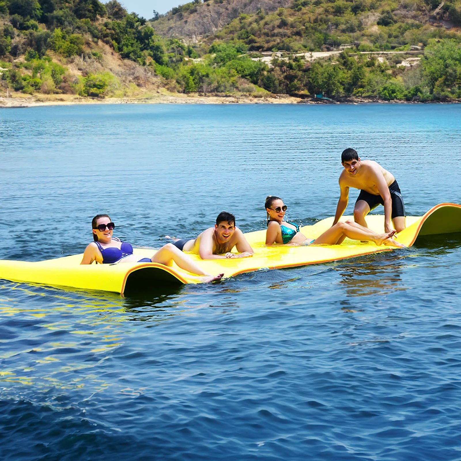 18x6FT 3-Layer Tear-Resistant XPE Foam Water Floating Pad, Yellow M225753