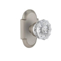 Crystal Glass Passage Door Knob with Cottage Plate Satin Nickel Q4764