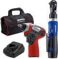 12V Li-ion Cordless 3/8” Ratchet Wrench & Impact Wrench Combo Tool Kit O6078
