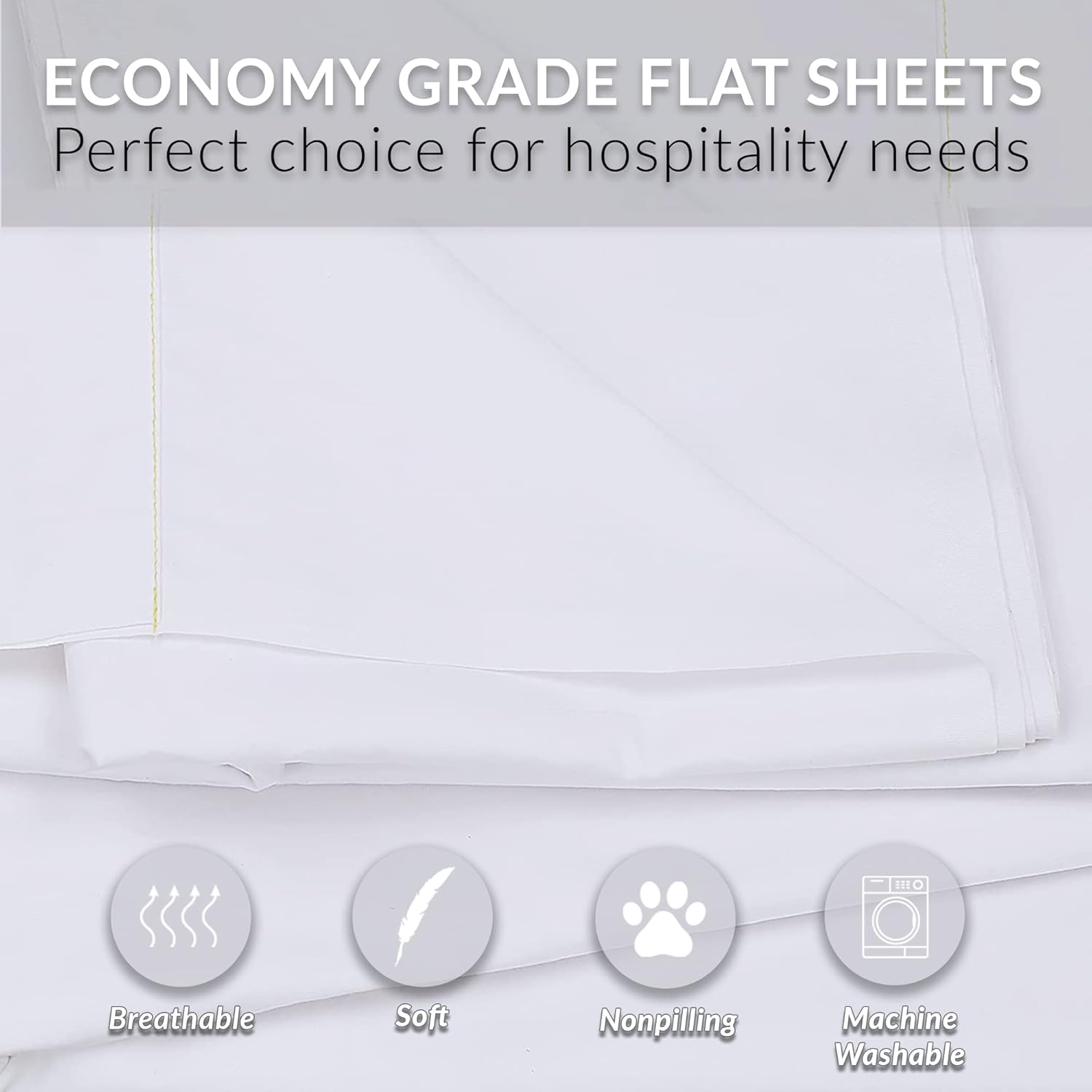 24 Queen Flat Sheets Bright White Percale Hotel Linen F87863