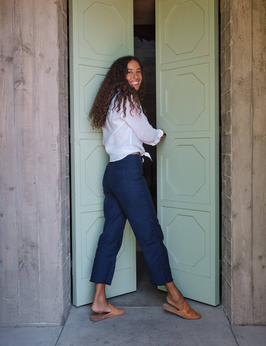 Navy Blue Italian Performance Linen Shirt O650